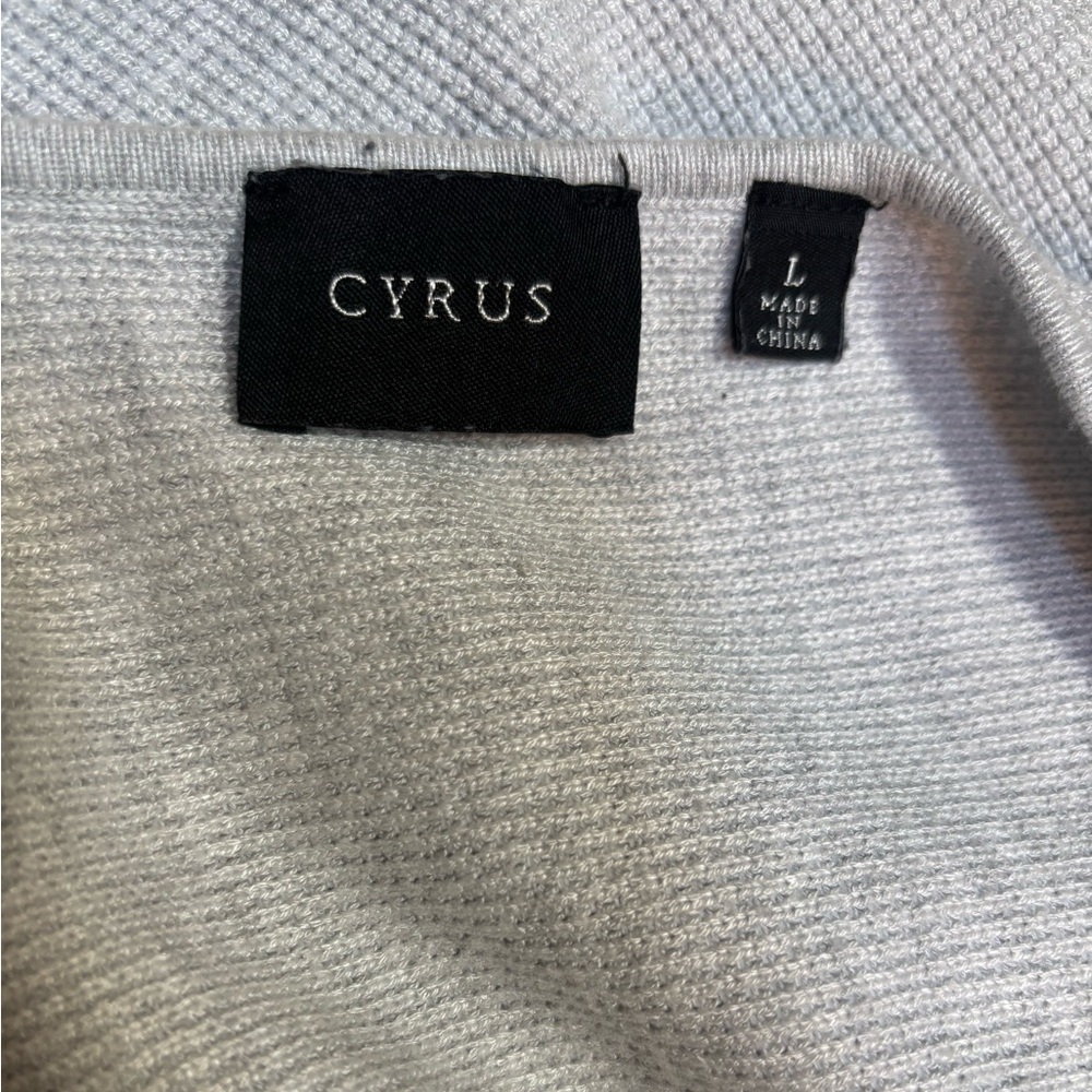 CYRUS Light Gray V-Neck Lightweight Sweater  Dolman Cap Sleeve Size Large - Picture 6 of 7